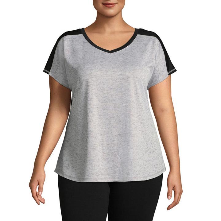 St. John's Bay Active Short Sleeve Mesh Colorblock Tee-plus