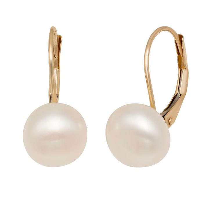 Genuine White Pearl Round Drop Earrings
