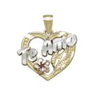 Tesoro&trade; 14k Tri-color Te Amo Heart With Flower Pendant