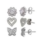 3-pc. 2 Ct. T.w. White Cubic Zirconia Sterling Silver Earring Sets