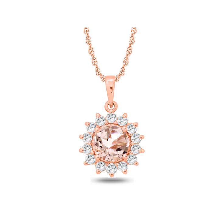Pink Morganite Round 10k Gold Pendant