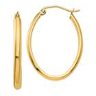 14k Gold 14mm Oval Hoop Earrings