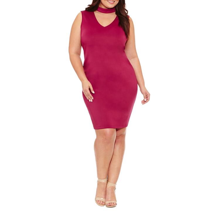 Boutique + Sleeveless Choker Neck Bodycon Dress-plus