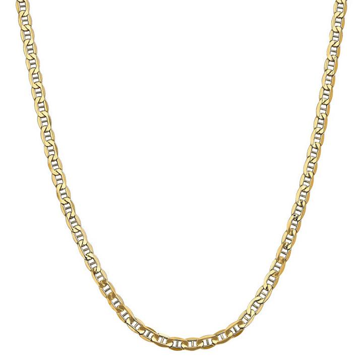 14k Gold Semisolid Anchor 20 Inch Chain Necklace