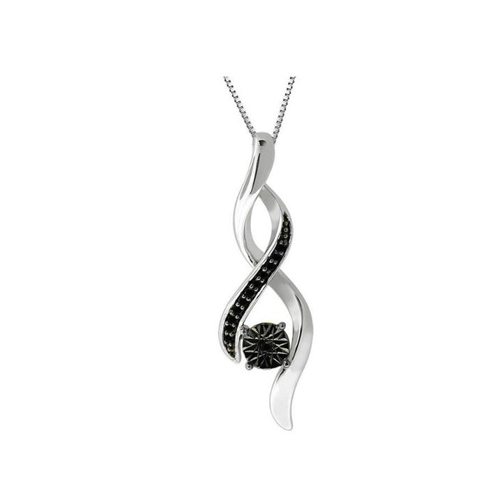 Womens 1/6 Ct. T.w. Black Diamond Sterling Silver Pendant Necklace