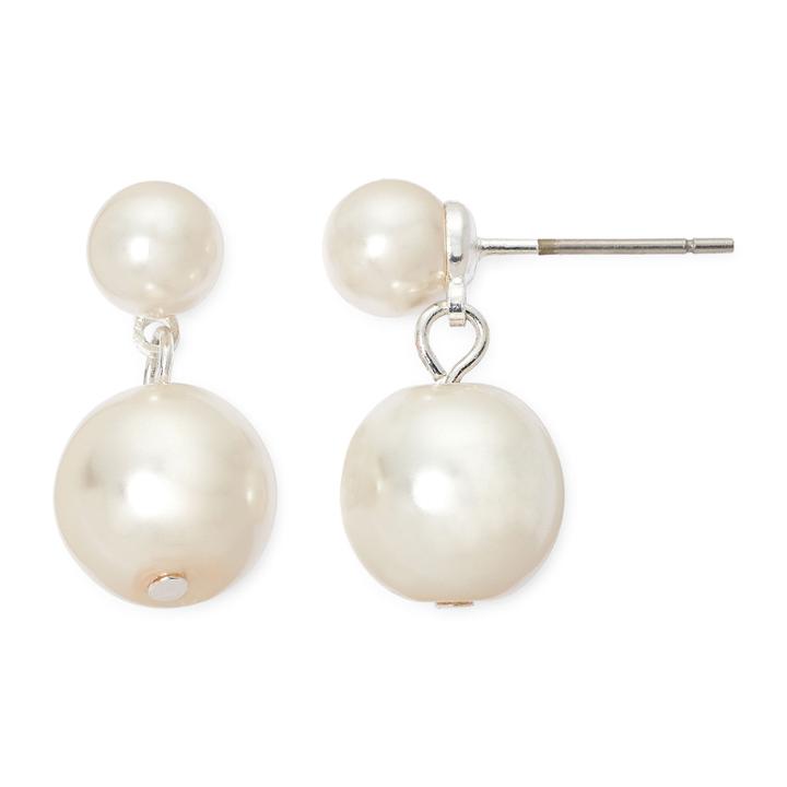 Vieste Simulated Pearl Silver-tone Drop Earrings