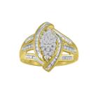 1/2 Ct. T.w. Diamond 14k Gold Over Silver Marquise-shaped Ring
