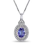 Womens Genuine Purple Tanzanite Sterling Silver Pendant Necklace