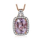 Genuine Rose De France Amethyst And Lab-created White Sapphire Pendant Necklace