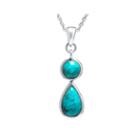 Color-enhanced Turquoise Sterling Silver Double-drop Pendant Necklace