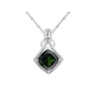 Womens Green Chrome Diopside Sterling Silver Pendant Necklace