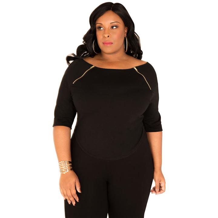 Poetic Justice French Terry Knit Scoop Neck Top - Plus