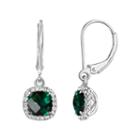 Lab Created Green Emerald Sterling Silver Drop Earrings