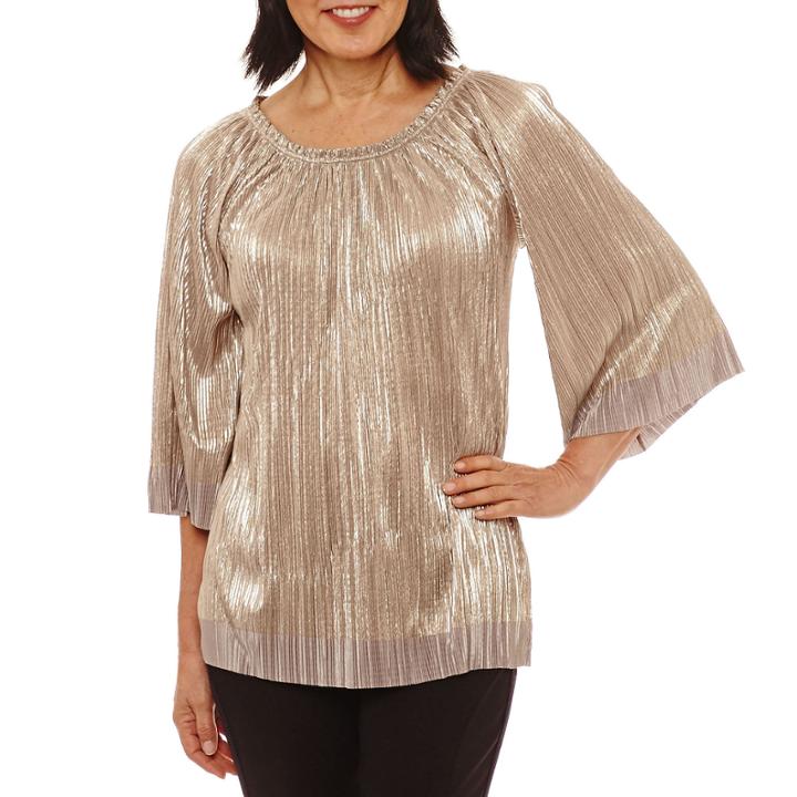 Lark Lane Holiday Rose Crystal Pleat Blouse