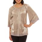 Lark Lane Holiday Rose Crystal Pleat Blouse