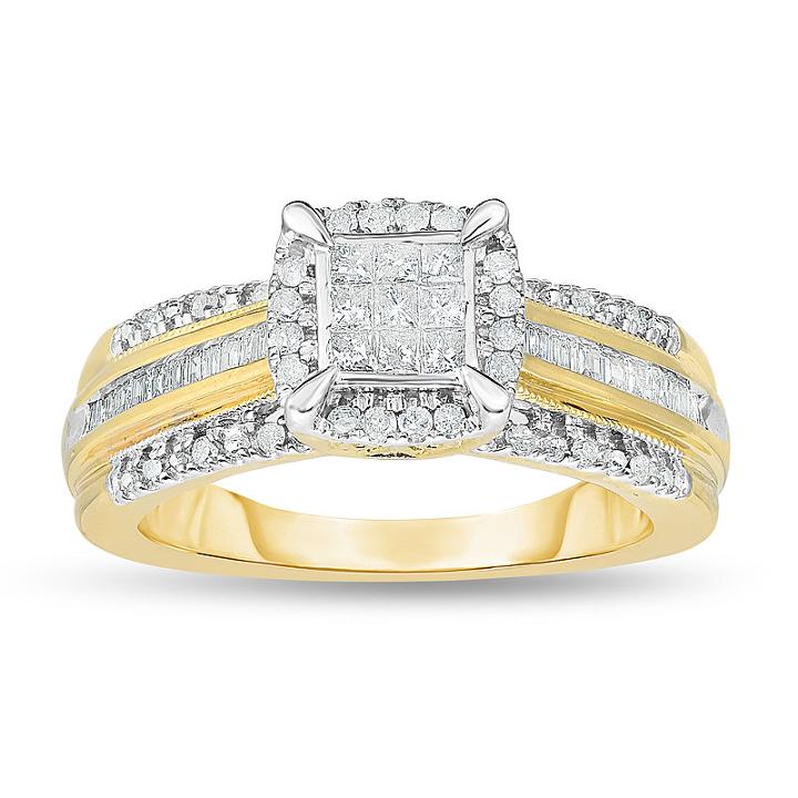 Womens 1/2 Ct. T.w. Princess Diamond 10k Gold Engagement Ring