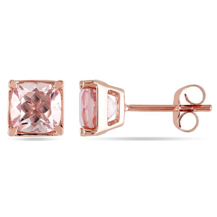 Pink Morganite 10k Gold Ear Pins