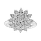 Womens 1/4 Ct. T.w. Genuine Diamond White Sterling Silver Cluster Ring