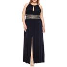 R & M Richards Sleeveless Beaded Evening Gown-plus