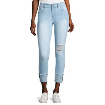 Indigo Rein Destructed Rolled Cuff Skinny Jeans