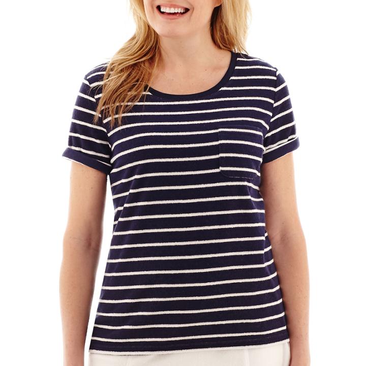 Silverwear Short-sleeve Striped Pocket T-shirt - Petite