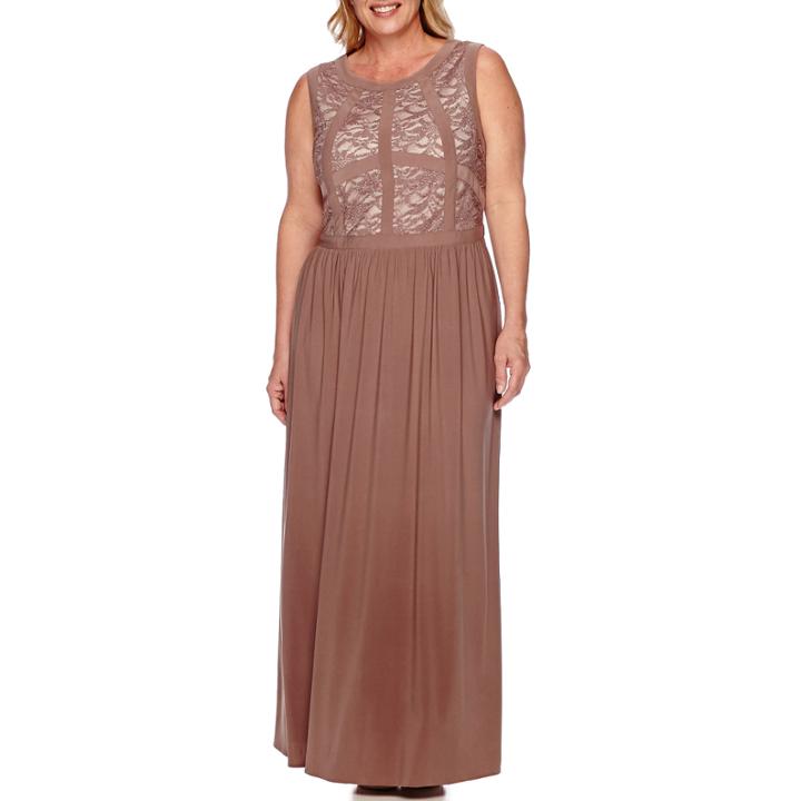 R & M Richards Sleeveless Lace-top Gown - Plus