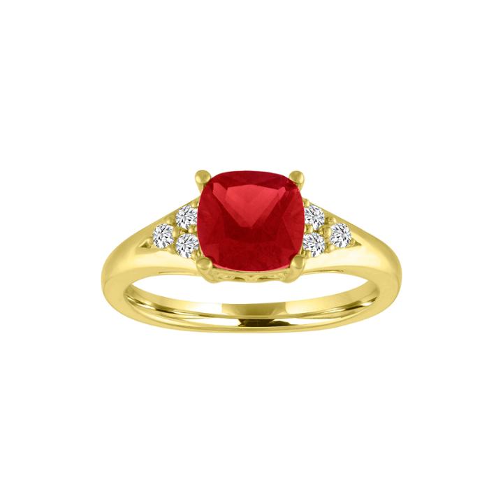 Womens Lab Created Ruby Gold Over Silver Cocktail Ring