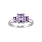 Genuine Amethyst And Diamond-accent 3-stone Ring