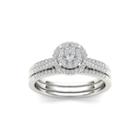 1/2 Ct. T.w. Diamond 10k White Gold Halo Bridal Ring Set