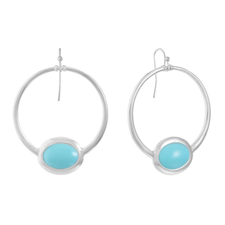 Liz Claiborne Blue 53mm Oval Hoop Earrings