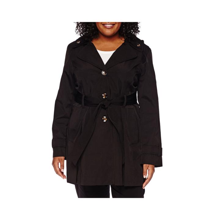 Liz Claiborne Double-collar Belted Trench Coat - Plus