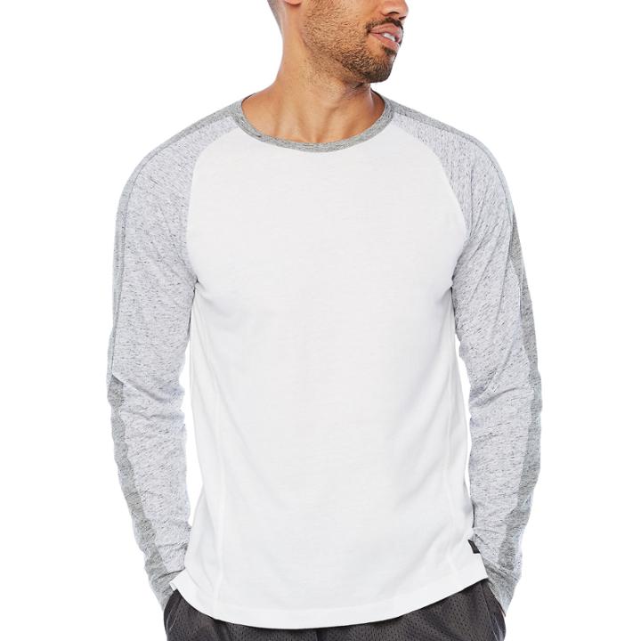 Msx By Michael Strahan Brushed Cotton Color Blocked Long Sleeve Crew Neck T-shirt