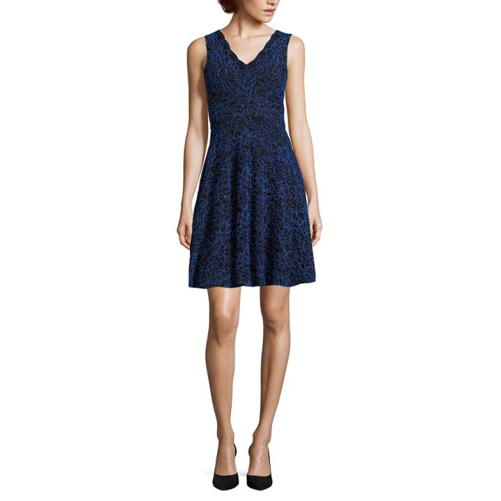 Reigns On Sleeveless Two-tone Lace Skater Dress - Juniors