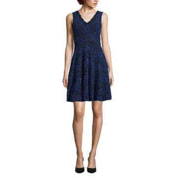 Reigns On Sleeveless Two-tone Lace Skater Dress - Juniors