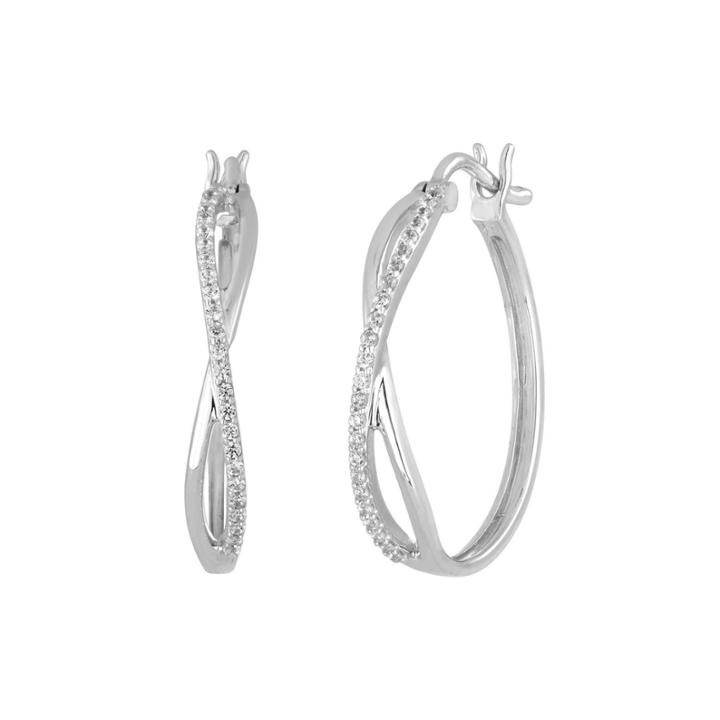1/4 Ct. T.w. Diamond 10k White Gold X-style Hoop Earrings