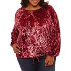 Project Runway Tie Front Velvet Sweatshirt-plus