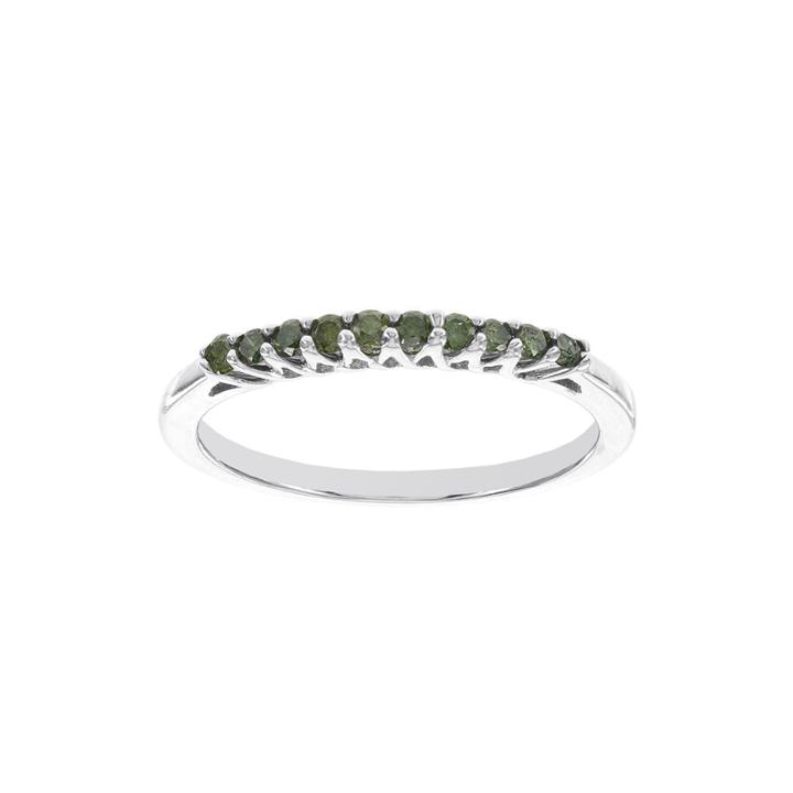 1/5 Ct. T.w. Color-enhanced Green Diamond Sterling Silver Band