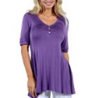 24/7 Comfort Apparel Elbow Length Sleeve Tunic Top