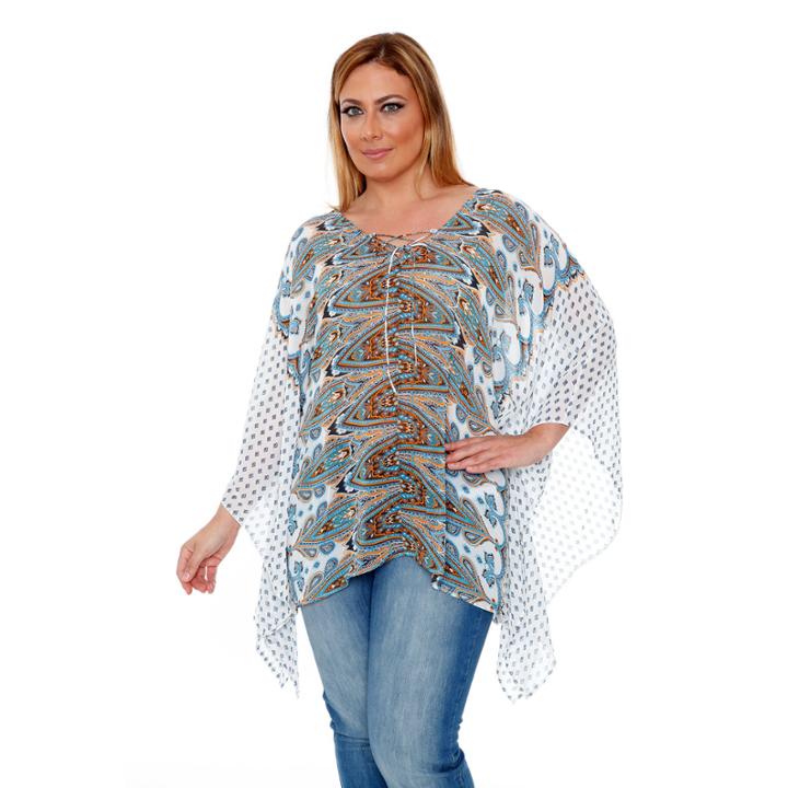 White Mark Breeze Poncho Tunic Top Plus