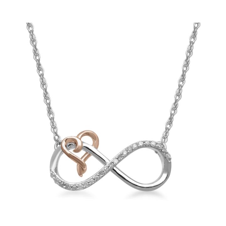 Hallmark Diamonds 1/10 Ct. T.w. Diamond Sterling Silver & 14k Rose Gold Over Silver Heart Necklace