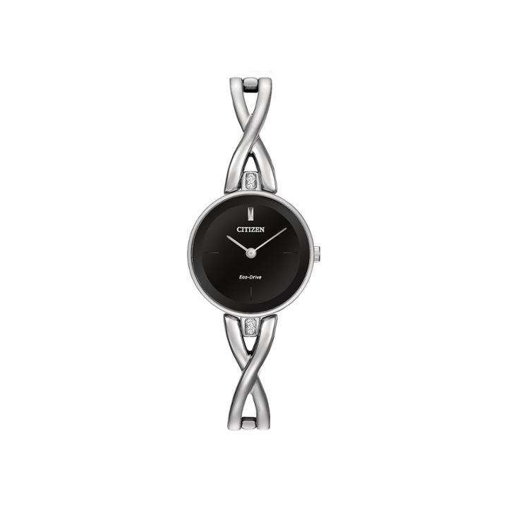 Citizen Eco-drive Silhouette Womens Crystal-accent Stainless Steel Bangle Watch Ex1420-50e