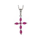 Limited Quantities! Red Lead Glass-filled Ruby Cross Pendant Necklace In 14k Gold