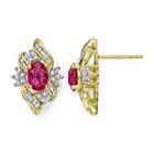 Lab-created Ruby And White Sapphire Cluster Earrings