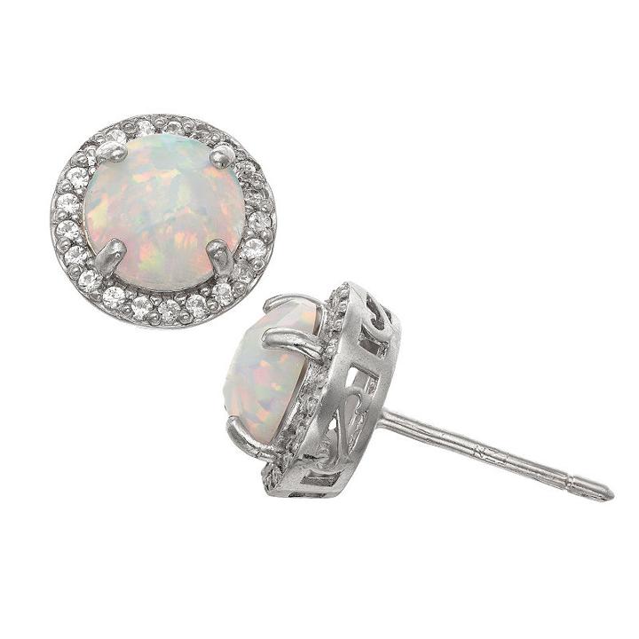 Lab Created White Opal 10mm Stud Earrings