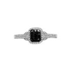 Limited Quantities 1/4 Ct. T.w. White And Color-enhanced Black Diamond Square Ring