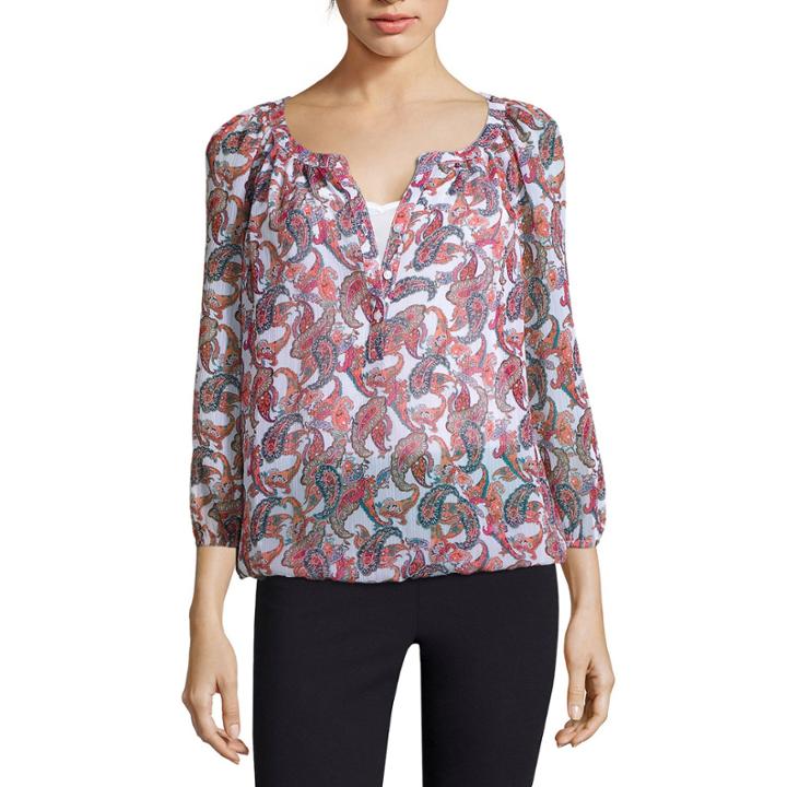 Liz Claiborne 3/4-sleeve Peasant Popover Blouse