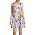 Worthington Sleeveless Floral Print Fit-and-flare Dress
