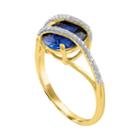 Womens 1/10 Ct. T.w. Blue Sapphire 10k Gold Cocktail Ring