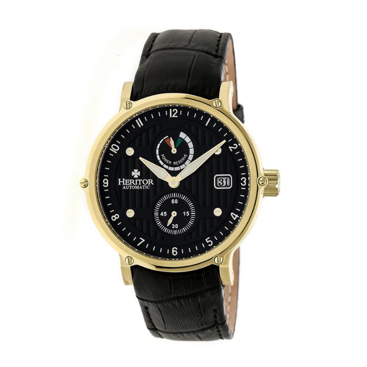 Heritor Leopold Mens Black Strap Watch-herhr4706