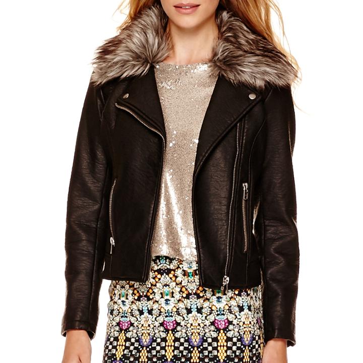 Nicole By Nicole Miller Long-sleeve Faux-leather Jacket